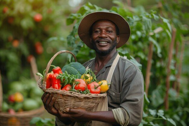Farmer with fresh produce